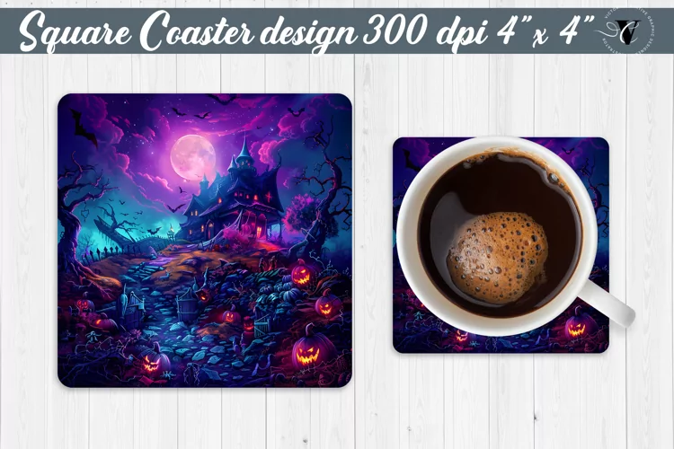 Square Coaster | Neon | Halloween coaster