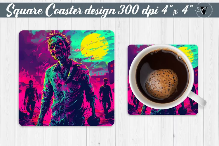 Square Coaster | Neon | Halloween coaster