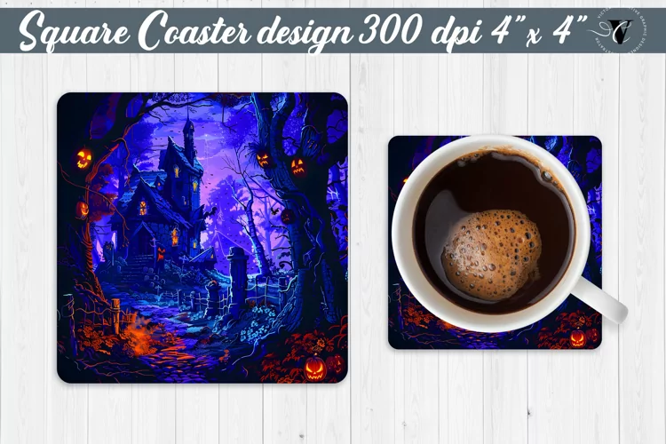 Square Coaster | Neon | Halloween coaster