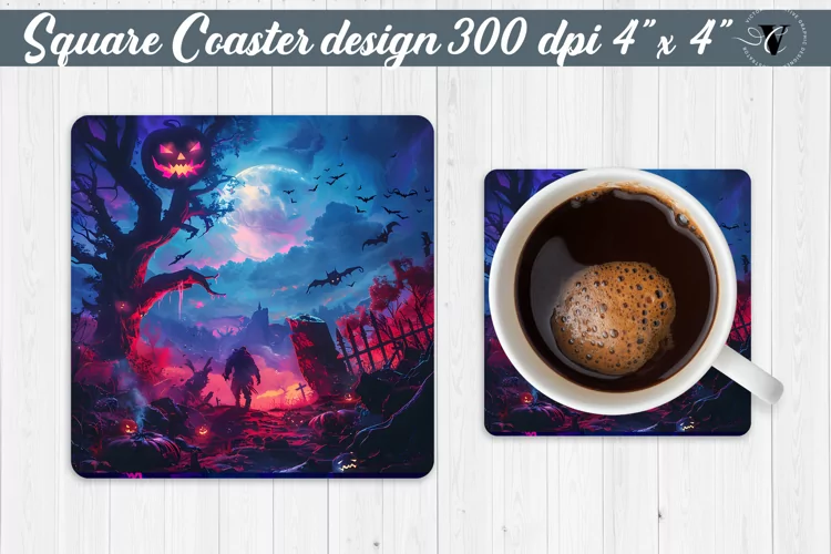 Square Coaster | Neon | Halloween coaster