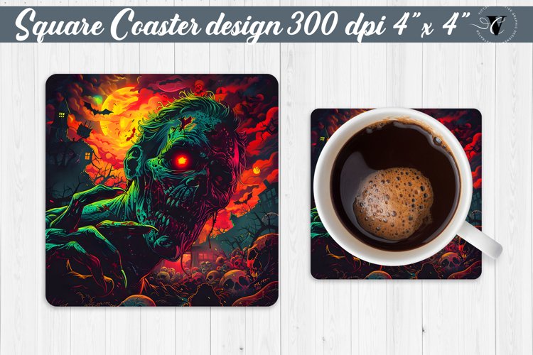 Square Coaster | Neon | Halloween coaster example image 1