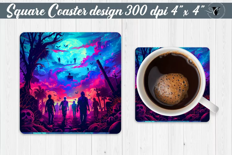 Square Coaster | Neon | Halloween coaster