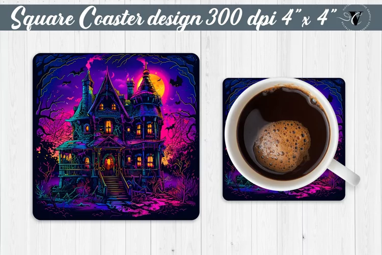 Square Coaster | Neon | Halloween coaster