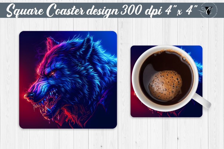 Square Coaster | Neon | Halloween coaster example image 1