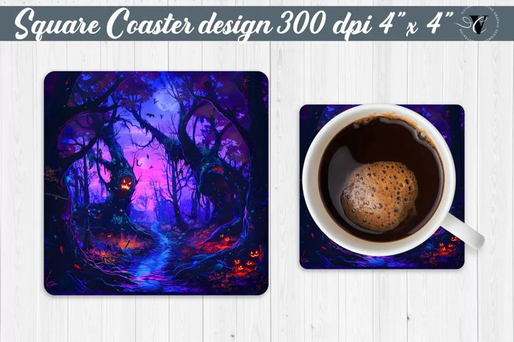 Square Coaster | Neon | Halloween coaster