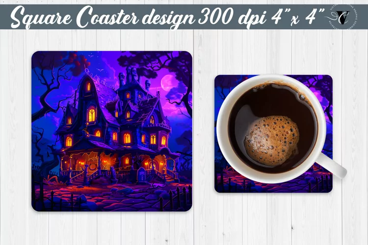 Square Coaster | Neon | Halloween coaster