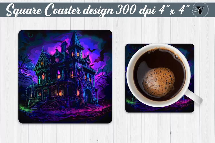 Square Coaster | Neon | Halloween coaster