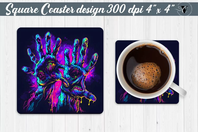 Square Coaster | Neon | Halloween coaster