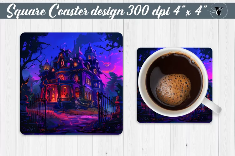Square Coaster | Neon | Halloween coaster