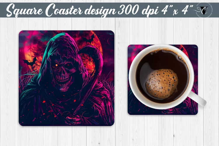Square Coaster | Neon | Halloween coaster