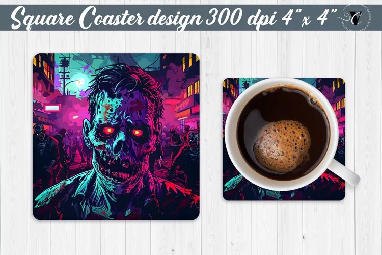 Square Coaster | Neon | Halloween coaster