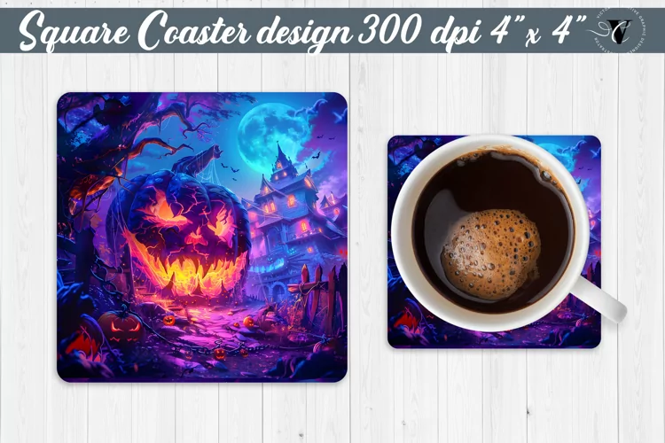 Square Coaster | Neon | Halloween coaster