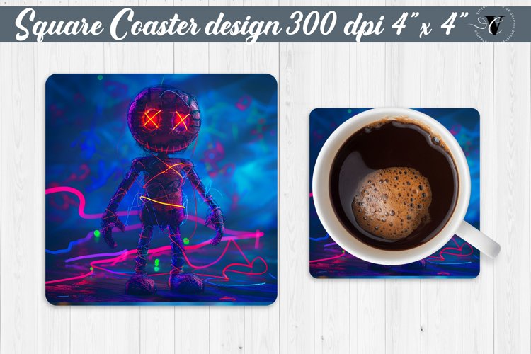 Square Coaster | Neon | Halloween coaster example image 1