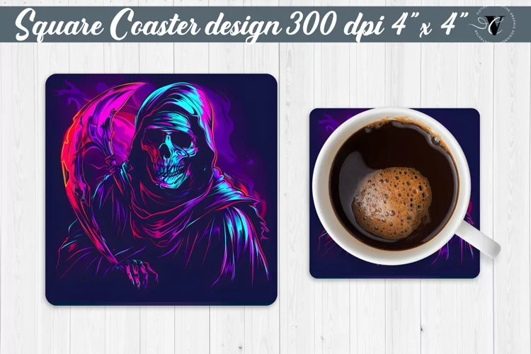 Square Coaster | Neon | Halloween coaster