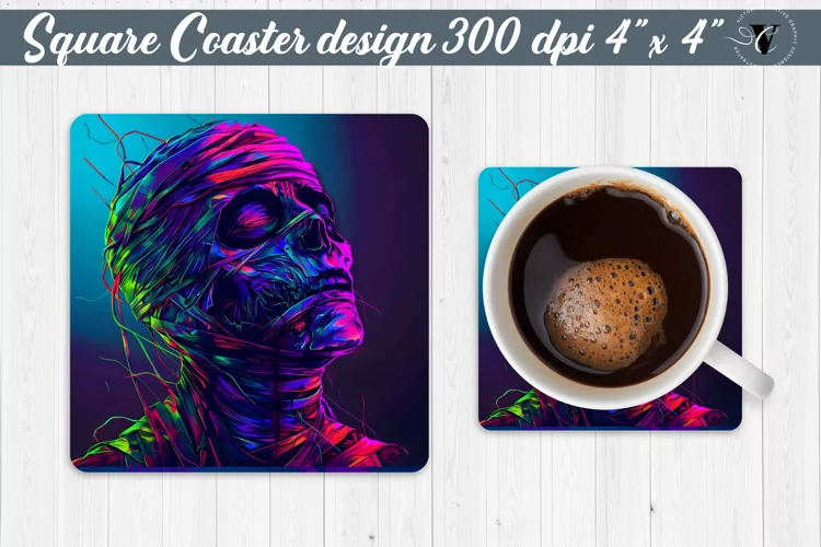 Square Coaster | Neon | Halloween coaster