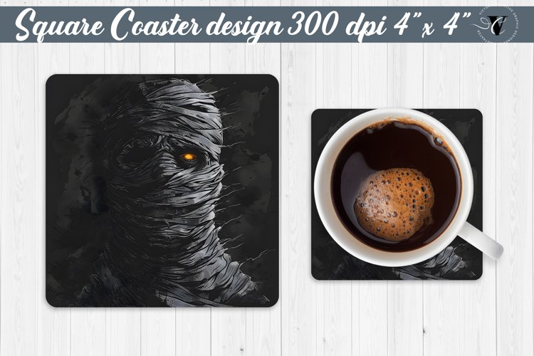 Square Coaster | Neon | Halloween coaster example image 1