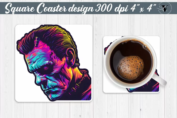 Square Coaster | Neon | Halloween coaster