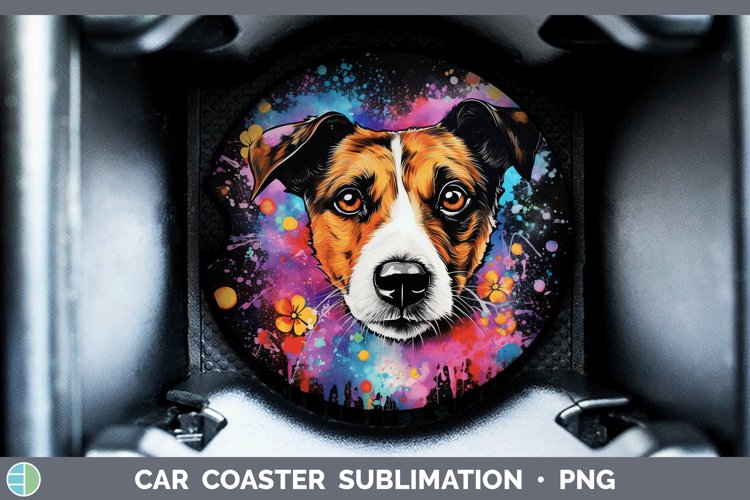 Neon Jack Russell Terrier Car Coaster Sublimation Coaster De
