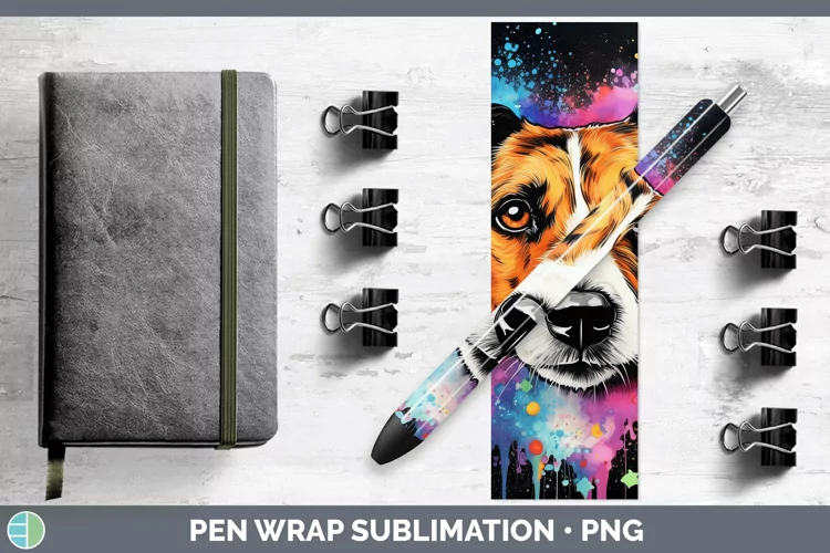 Neon Jack Russell Terrier Pen Wrap Sublimation Epoxy Pen Des