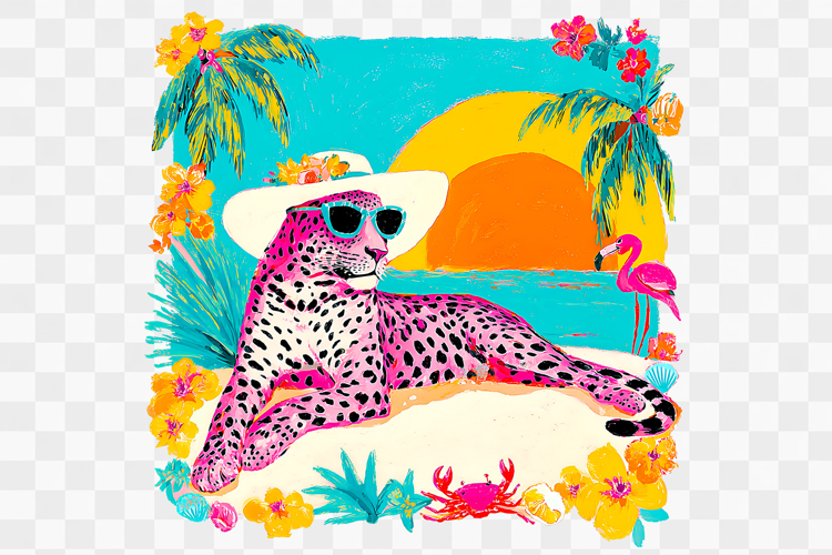 Tropical Summer Leopard Sublimation PNG Design