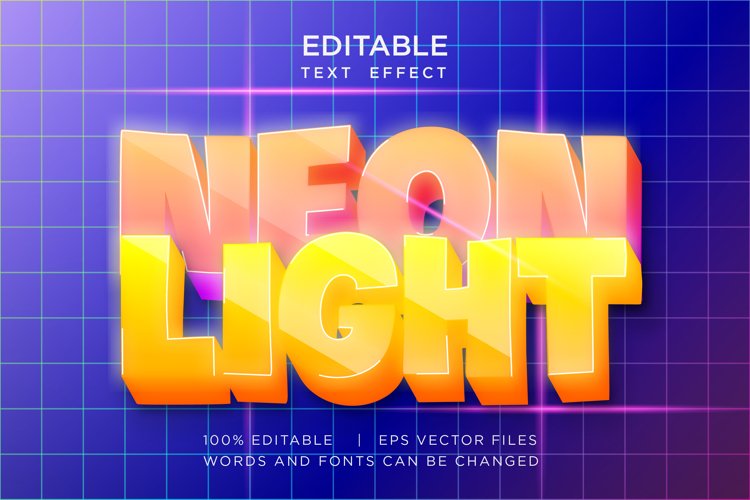3d neon typography text effect mockup template