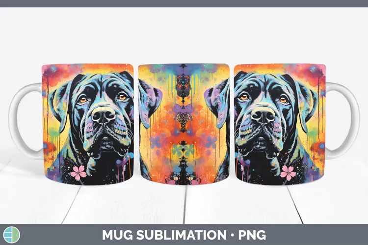 Neon Mastiff Mug Wrap Sublimation Coffee Cup Designs