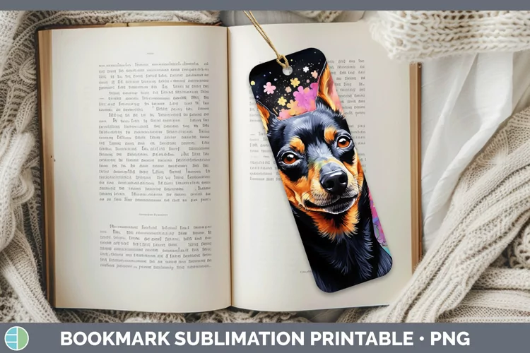 Neon Miniature Pinscher Bookmark Sublimation Printable Desig