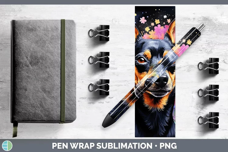 Neon Miniature Pinscher Pen Wrap Sublimation Epoxy Pen Desig