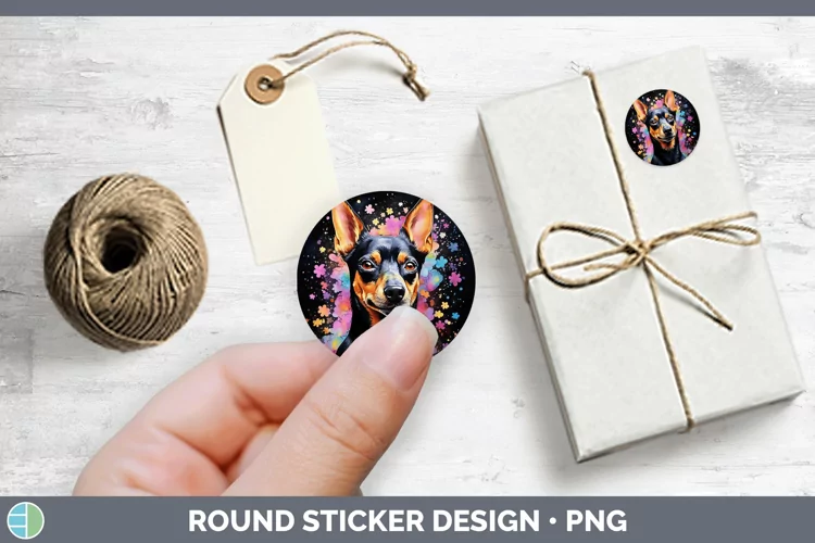 Neon Miniature Pinscher Stickers | Round Labels Designs