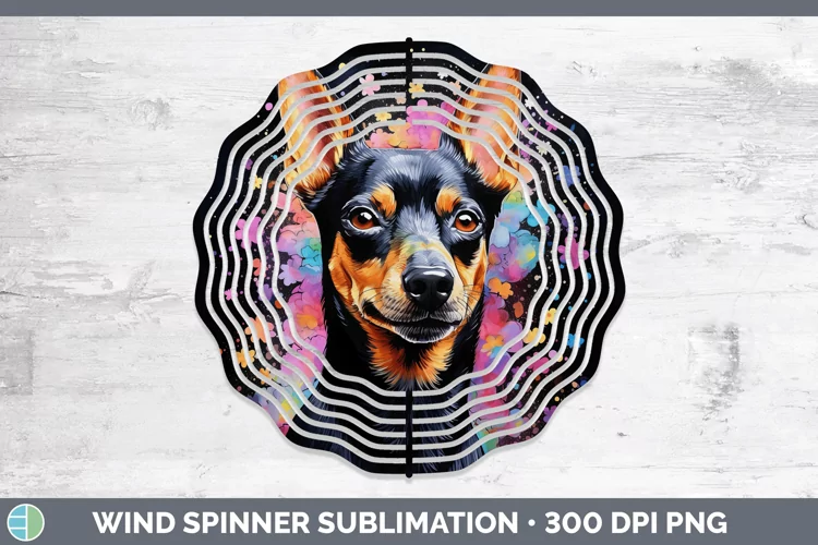 Neon Miniature Pinscher Wind Spinner Sublimation Spinner Des