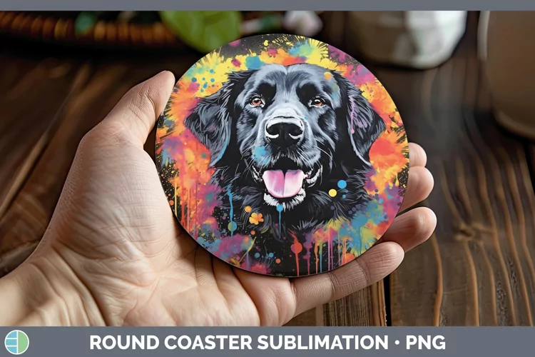 Neon Newfoundland Round Coaster Sublimation Coaster Designs