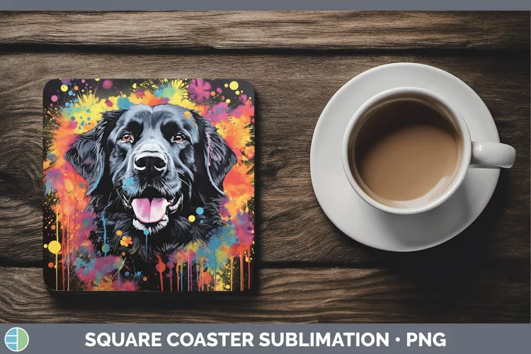 Neon Newfoundland Square Coaster Sublimation Coaster Designs