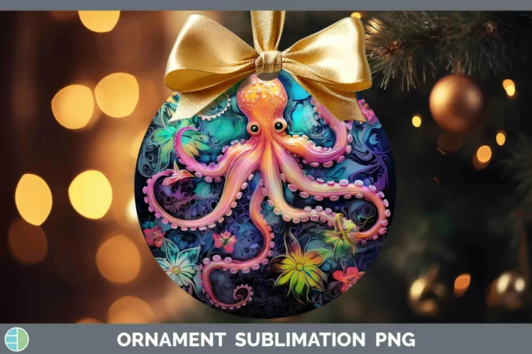 Neon Octopus Ornament Sublimation Bauble Designs
