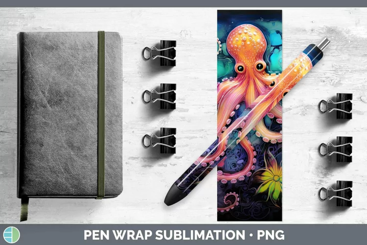 Neon Octopus Pen Wrap Sublimation Epoxy Pen Designs