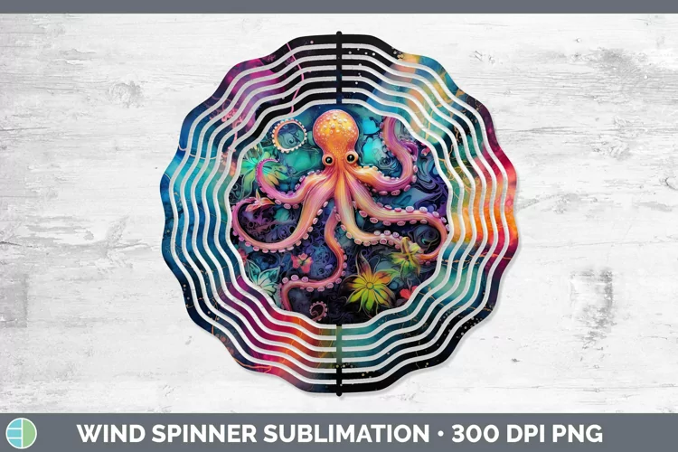 Neon Octopus Wind Spinner Sublimation Spinner Designs