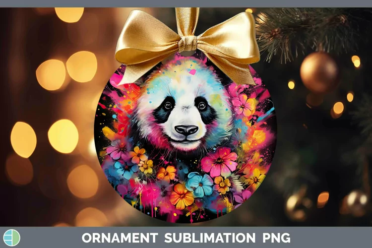Neon Panda Ornament Sublimation Bauble Designs