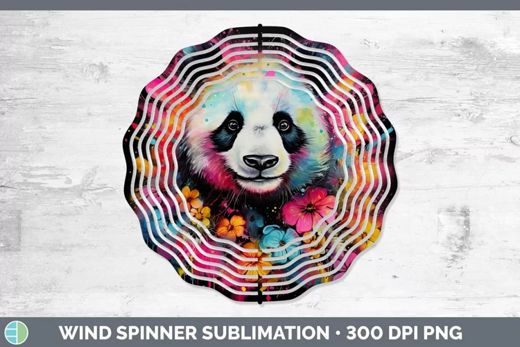 Neon Panda Wind Spinner Sublimation Spinner Designs