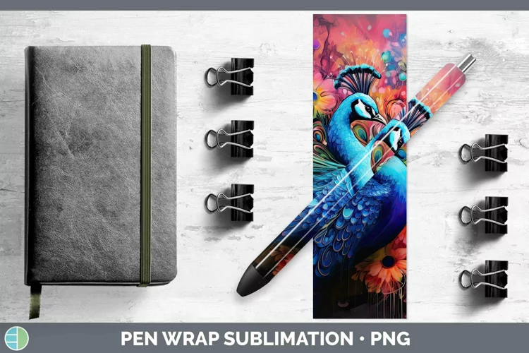 Neon Peacock Pen Wrap Sublimation Epoxy Pen Designs