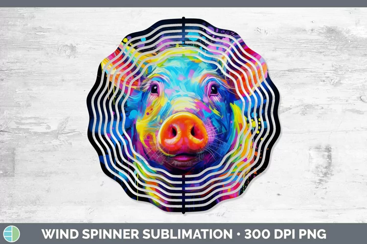 Neon Pig Wind Spinner Sublimation Spinner Designs