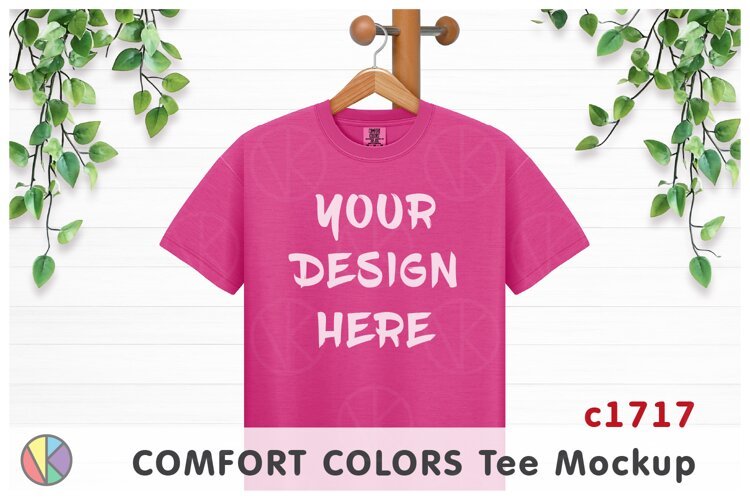 Neon Pink Comfort Colors 1717 T-Shirt Mockup.