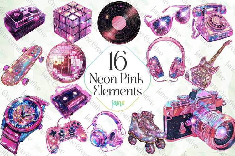 Neon Pink Elements Subllimation Bundle