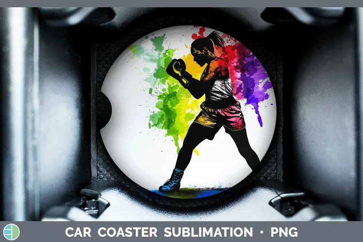 Neon Rainbow Female Boxer Car Coaster Sublimation Coaster De