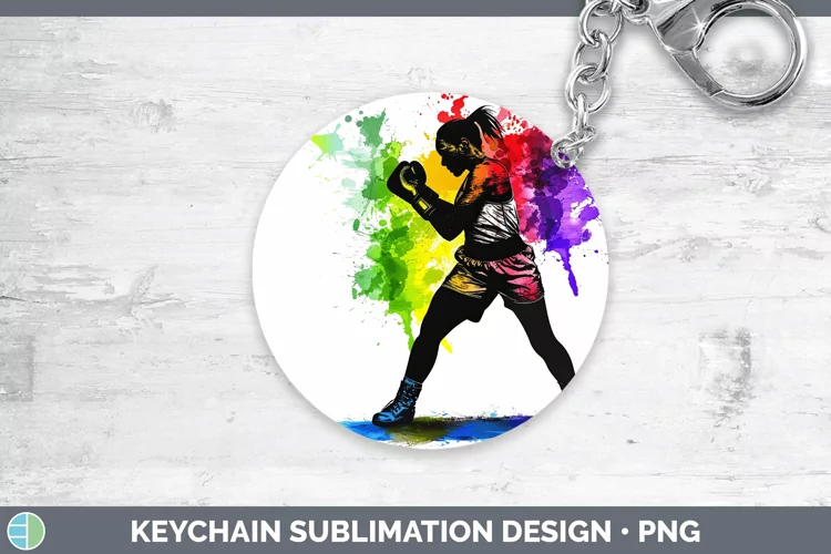 Neon Rainbow Female Boxer Keychain Sublimation Keyring Desig
