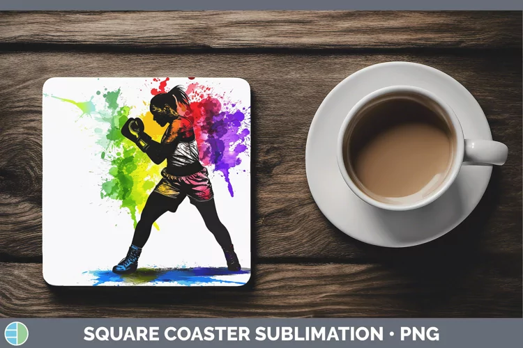 Neon Rainbow Female Boxer Square Coaster Sublimation Coaster