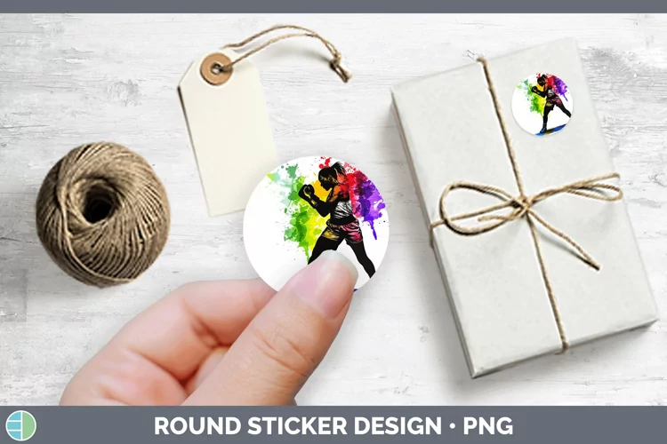 Neon Rainbow Female Boxer Stickers | Round Labels Designs