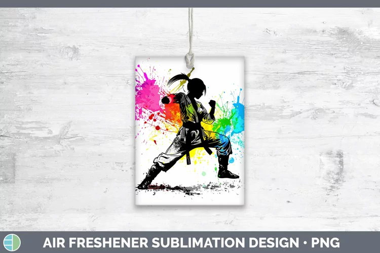 Neon Rainbow Female Martial Artist Air Freshener Sublimation