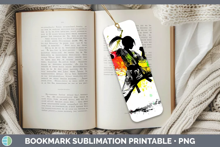 Neon Rainbow Female Martial Artist Bookmark Sublimation Prin