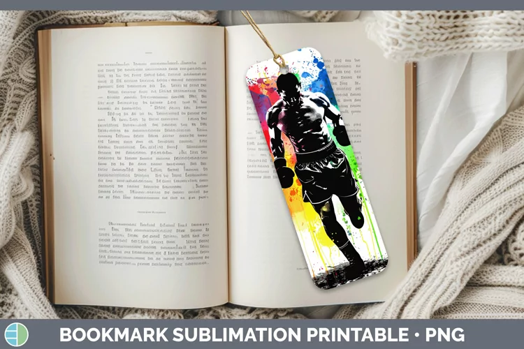 Neon Rainbow Male Boxer Bookmark Sublimation Printable Desig