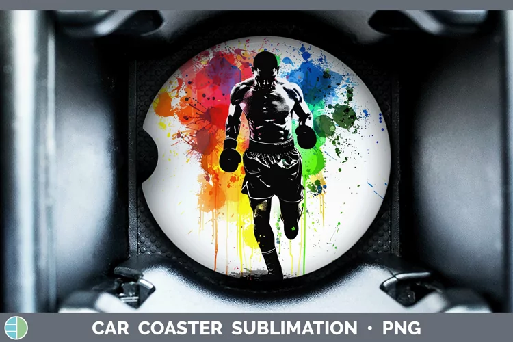 Neon Rainbow Male Boxer Car Coaster Sublimation Coaster Desi
