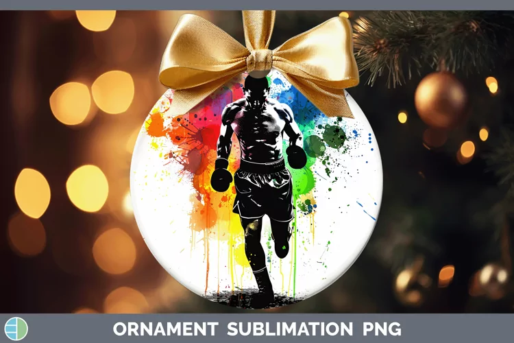 Neon Rainbow Male Boxer Ornament Sublimation Bauble Designs